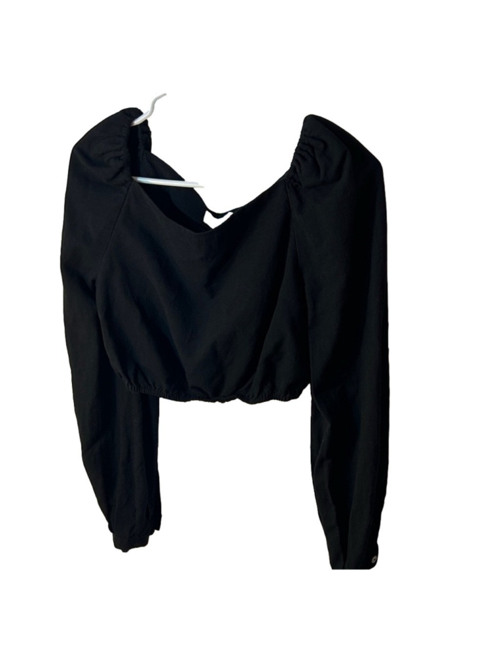 & Other Stories Los Angeles Atelier black crop top puff sleeve size eu 38 small